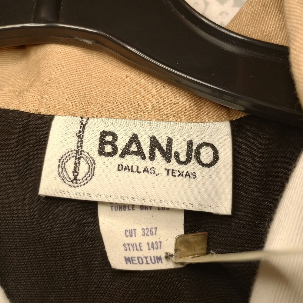 Western Horsemanship Shirt VTG Banjo Cowgirl Contrast Monochrome Equestrian Top - Picture 4 of 6